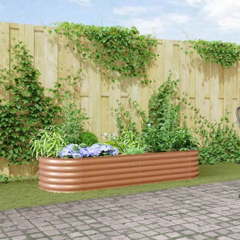 foto del prodotto letto da giardino rialzato marrone effetto legno 240x80x44 cm acciaio