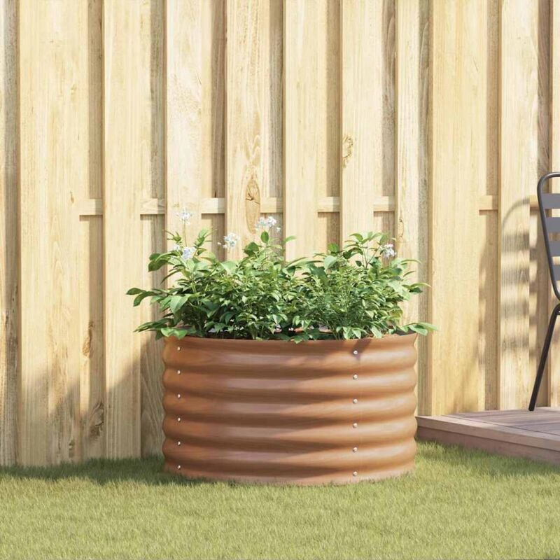foto del prodotto letto da giardino sollevato in marrone con aspetto di legno, 80 x 80 x 44 cm in acciaio. vidaxl