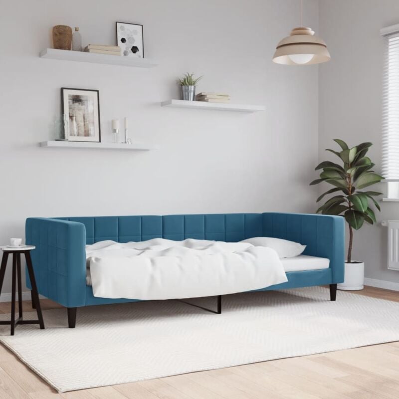 foto del prodotto letto da giorno blu 90x200 cm in velluto - vidaxl