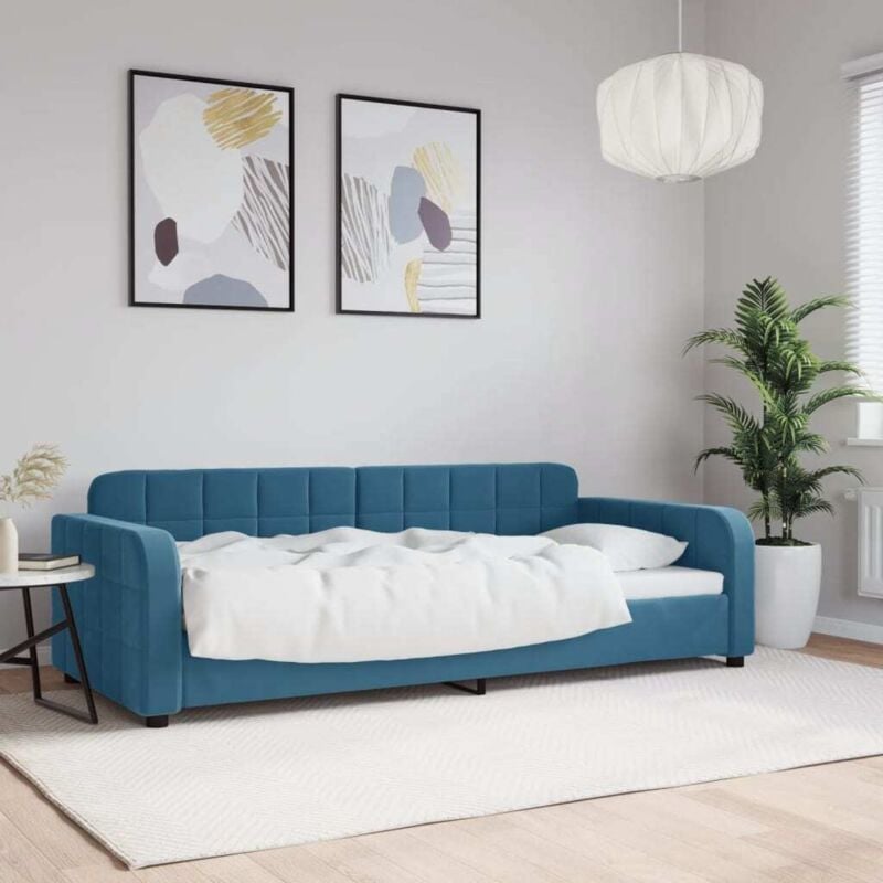 foto del prodotto letto da giorno blu 90x200 cm in velluto vidaxl