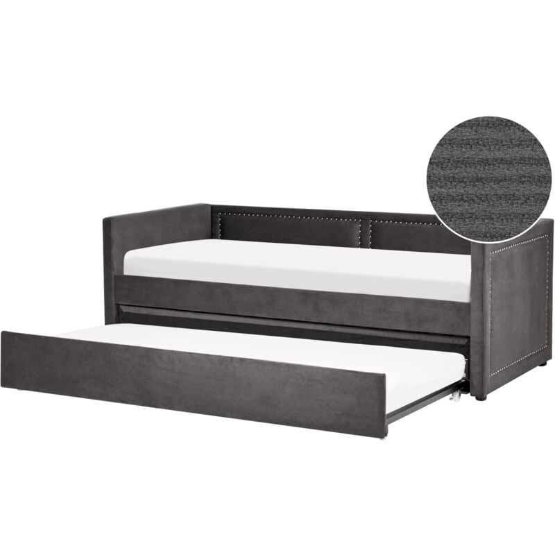 foto del prodotto letto da giorno con letto estraibile velluto a coste grigio scuro 90 x 200 cm mimizan