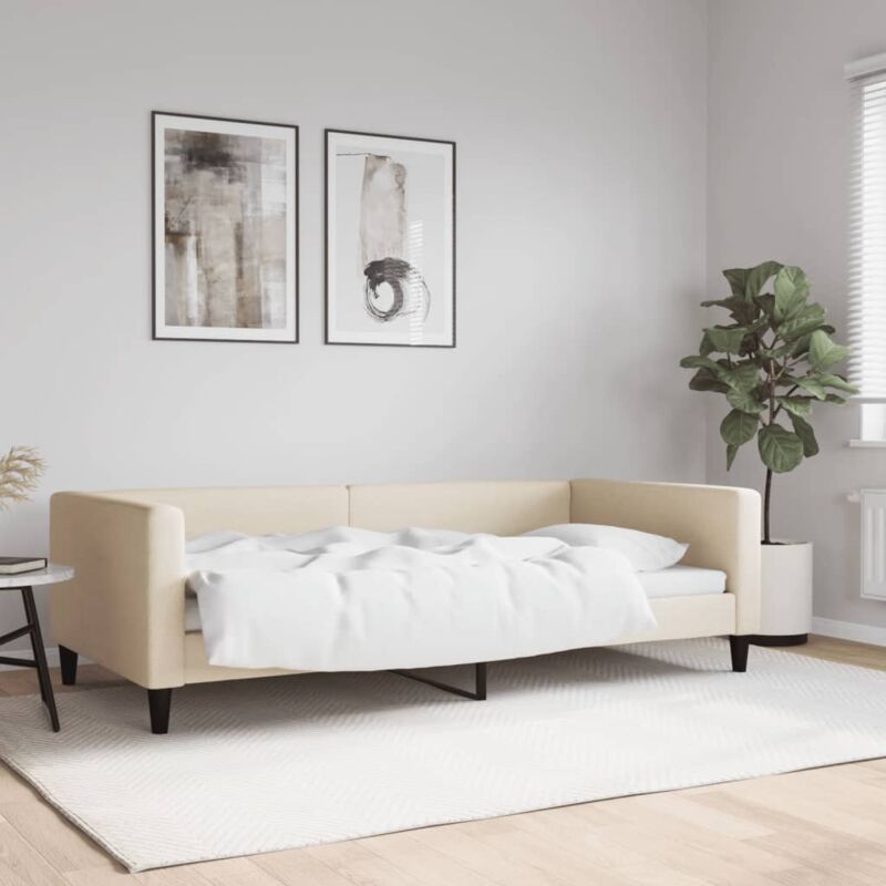 foto del prodotto letto da giorno crema 100x200 cm in tessuto vidaxl
