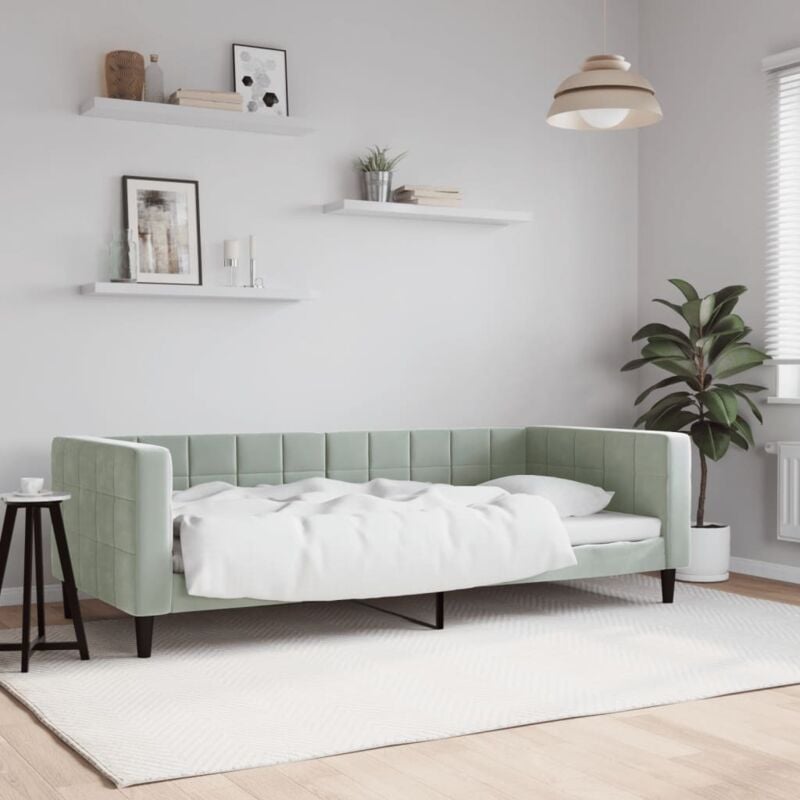 foto del prodotto letto da giorno grigio chiaro 90x190 cm in velluto vidaxl