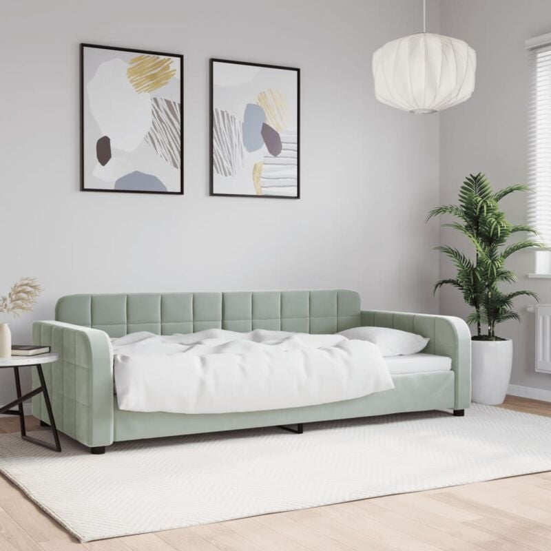 foto del prodotto letto da giorno grigio chiaro 90x200 cm in velluto vidaxl