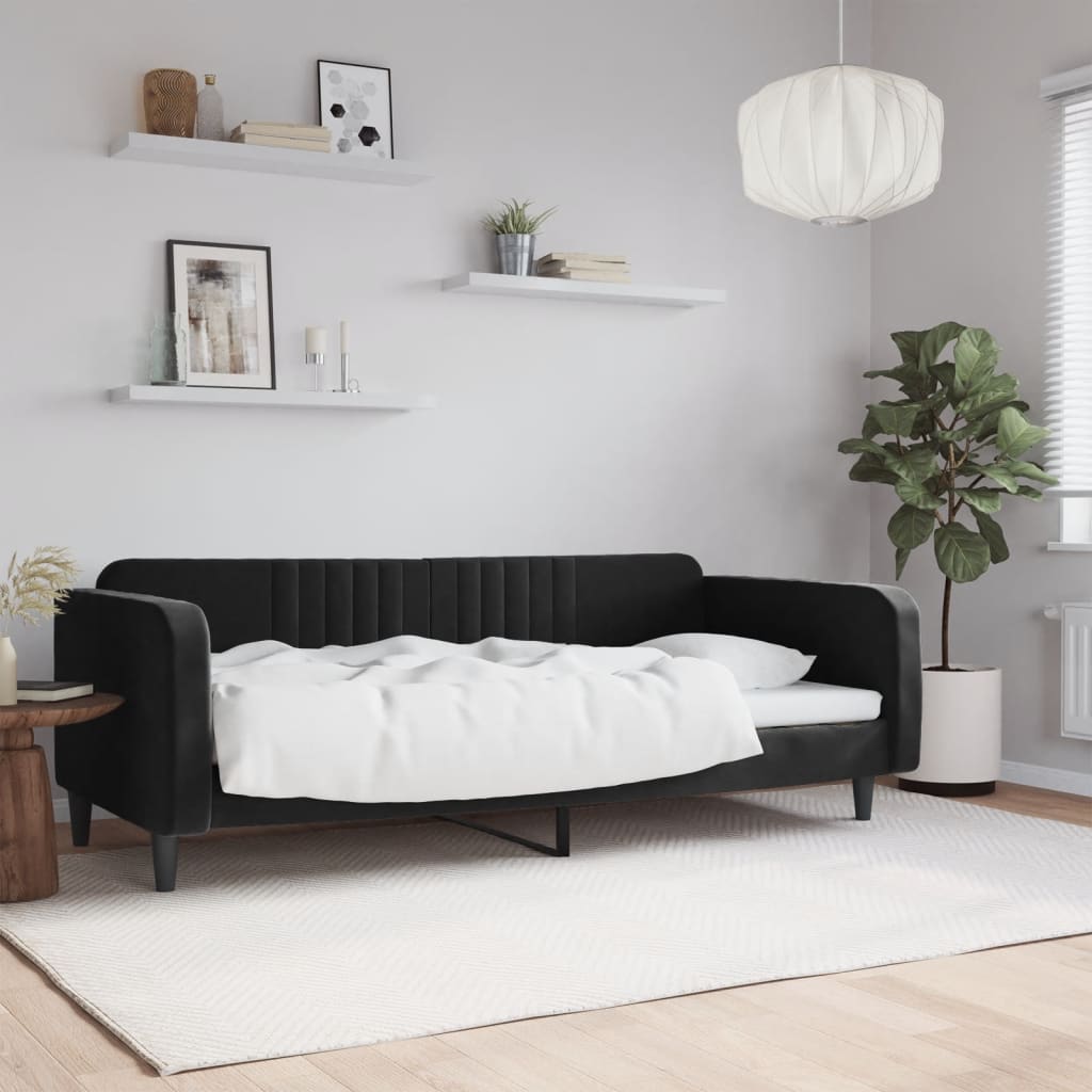 foto del prodotto letto da giorno nero 90x190 cm in vellutocod mxl 94652