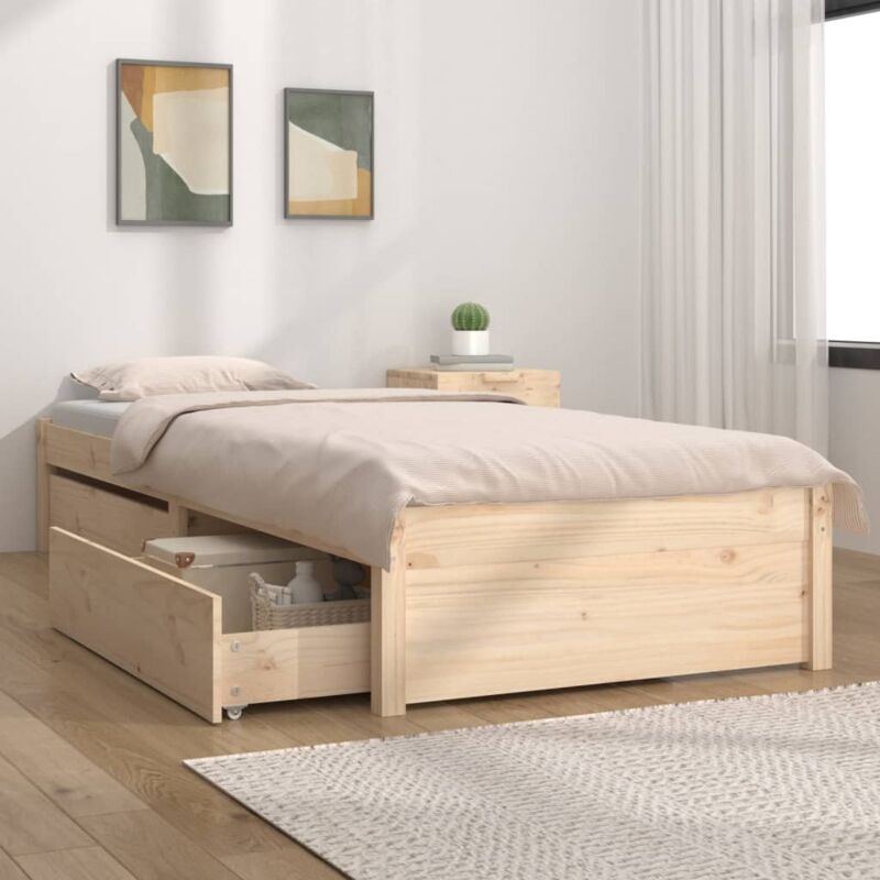 foto del prodotto letto design moderno con 2 cassetti in vari colori 90x190 cm colore marrone chiaro