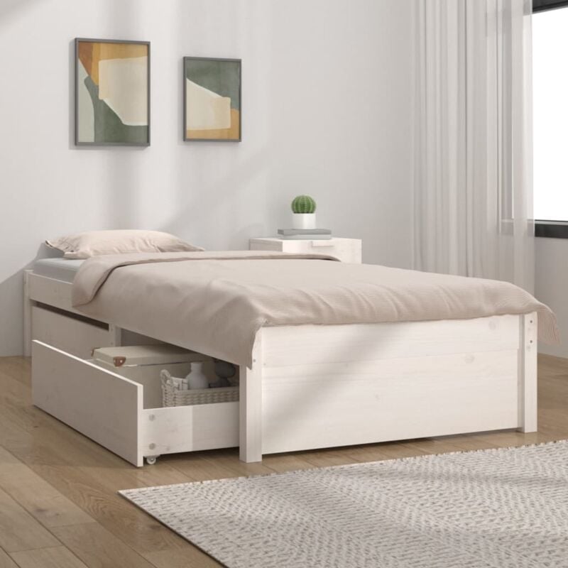 foto del prodotto letto design moderno con 2 cassetti in vari colori 90x200cm colore bianco