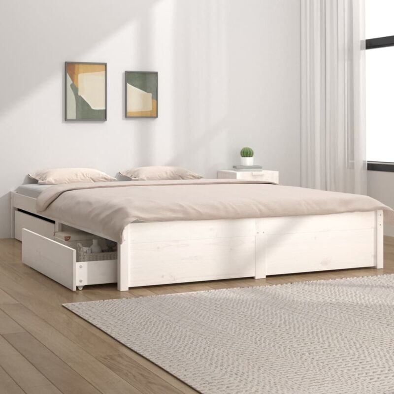 foto del prodotto letto design moderno con 4 cassettoni 180x200 cm in vari colori colore bianco