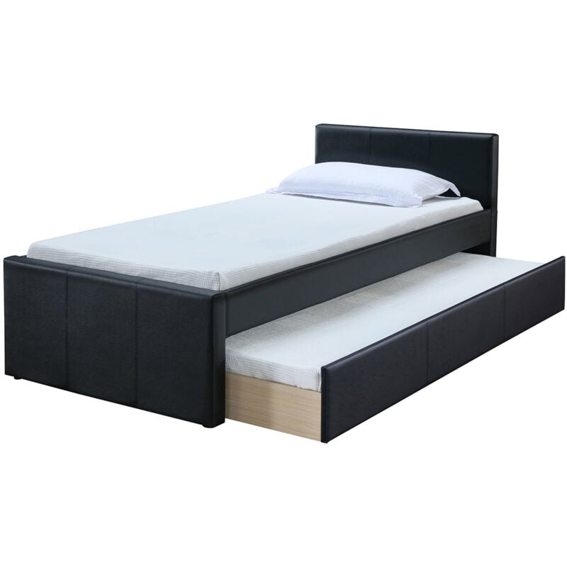 foto del prodotto letto estraibile 90 x 195 pu nero opaco macco