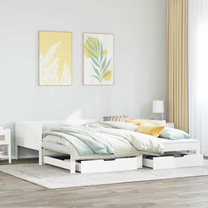 foto del prodotto letto estraibile con cassetti senza materasso bianco 80x200 cm vidaxl