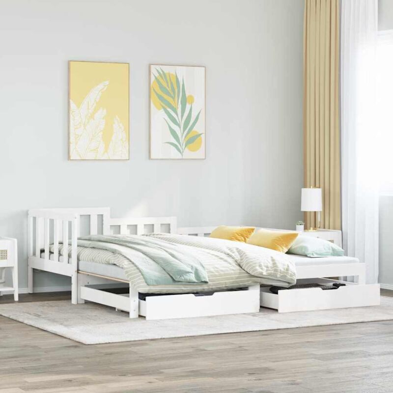 foto del prodotto letto estraibile con cassetti senza materasso bianco 90x190 cm - vidaxl