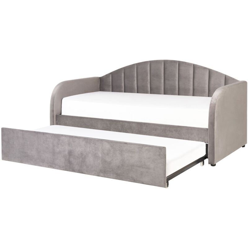 foto del prodotto letto estraibile imbottito velluto grigio chiaro 90 x 200 cm soggiorno cameretta eyburie