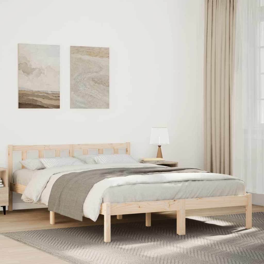 foto del prodotto letto extra lungo senza materasso 140x220cm legno massello pino