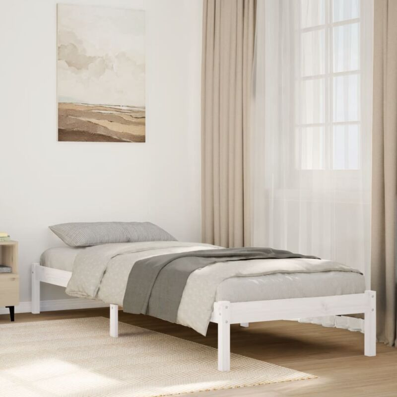 foto del prodotto letto extra lungo senza materasso bianco 100x220 cm in pino vidaxl