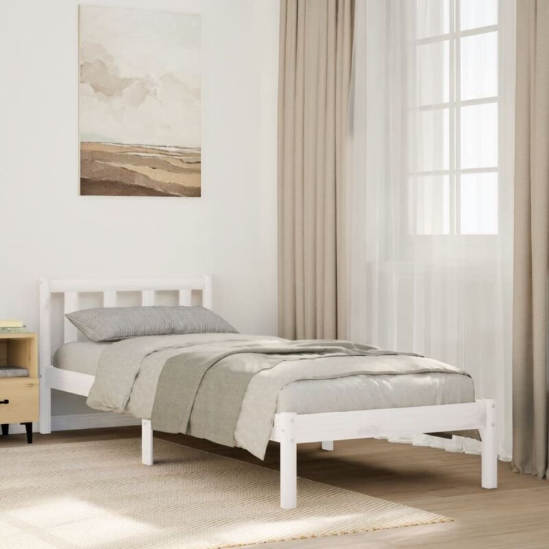 foto del prodotto letto extra lungo senza materasso bianco 100x220 cm in pino vidaxl