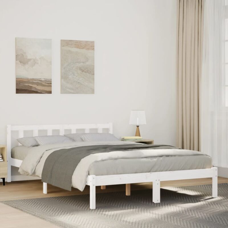 foto del prodotto letto extra lungo senza materasso bianco 140x220 cm in pino vidaxl