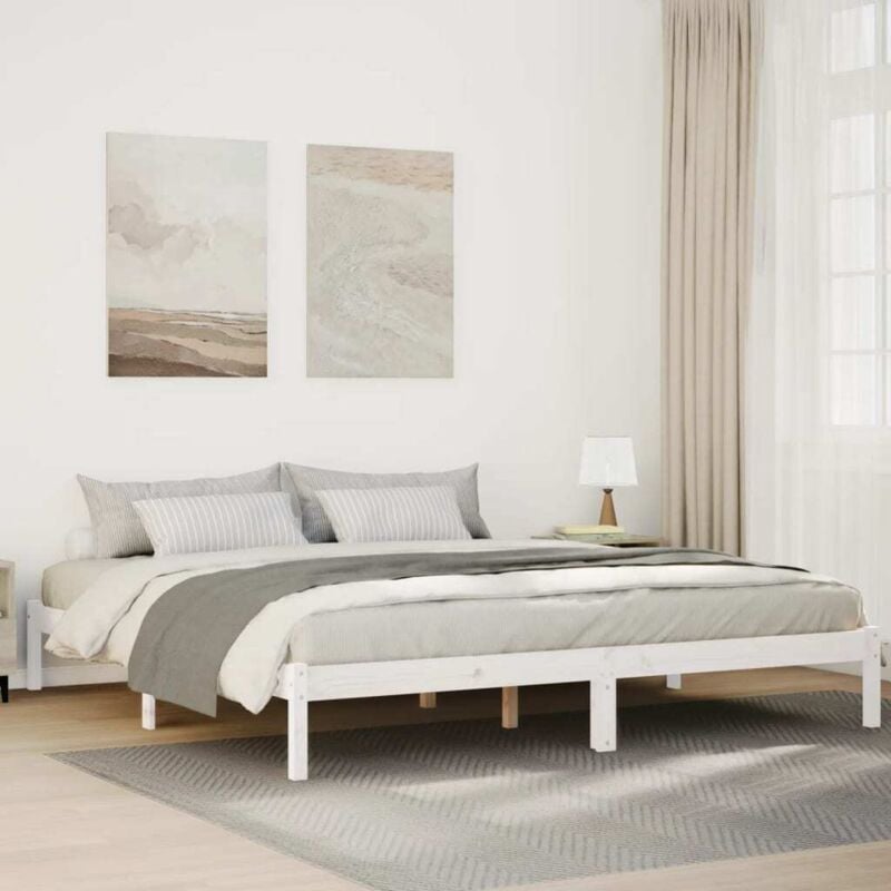 foto del prodotto letto extra lungo senza materasso bianco 200x220 cm in pino vidaxl