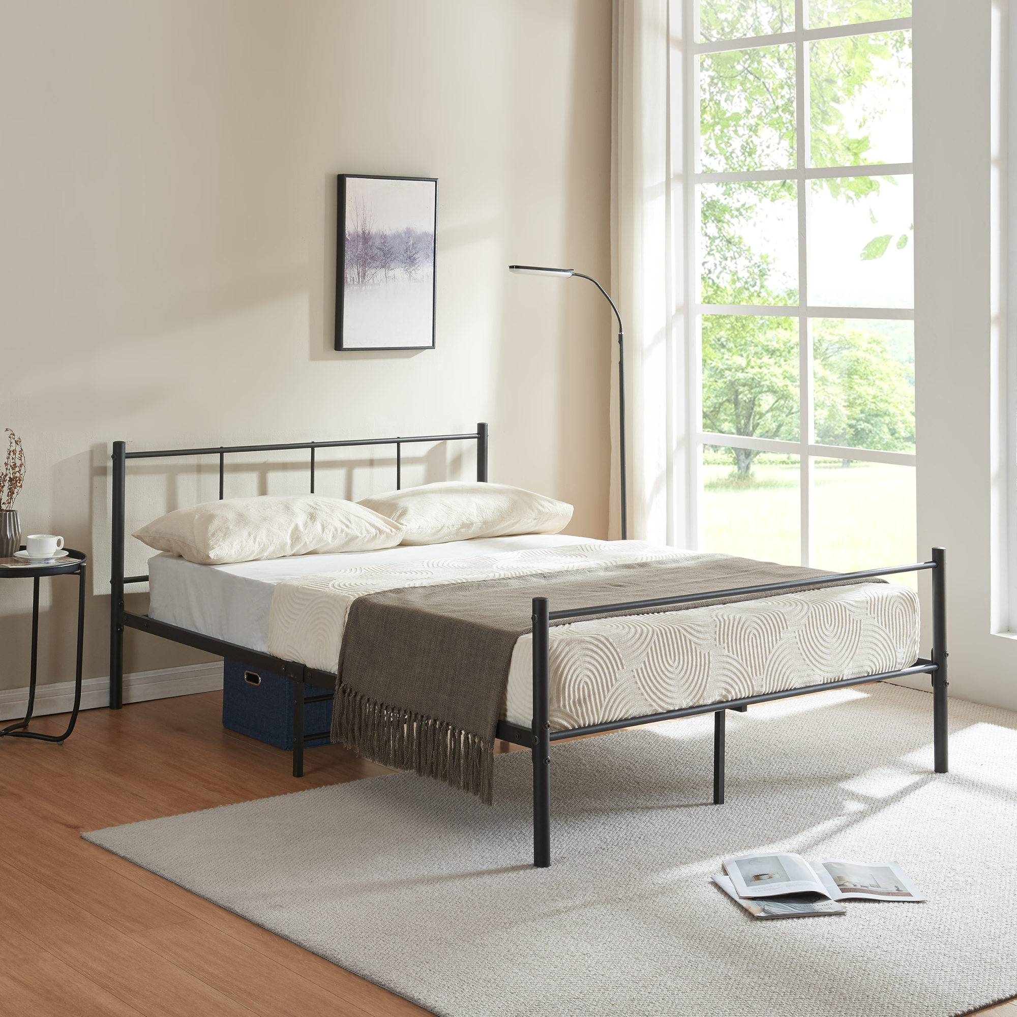 foto del prodotto letto francese laos 140x200 cm con testiera e pediera acciaio nero en.casa 