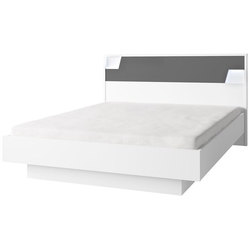 foto del prodotto letto fulmo 160 cm con contenitore colore bianco e finitura grigio cemento 171 x 92 x 201 cm