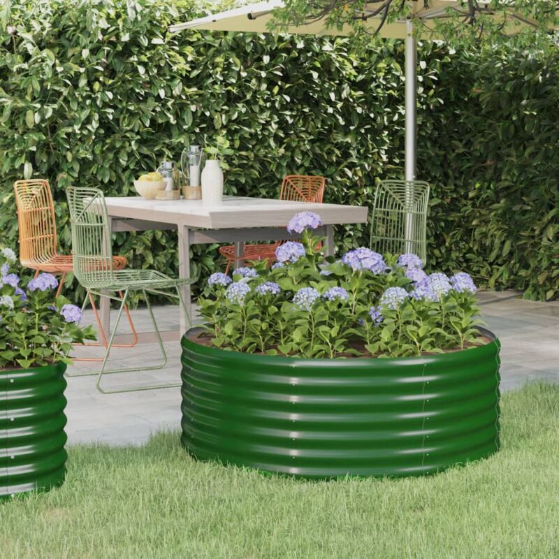 foto del prodotto letto giardino acciaio verniciato a polvere 100x100x36 cm verde vidaxl