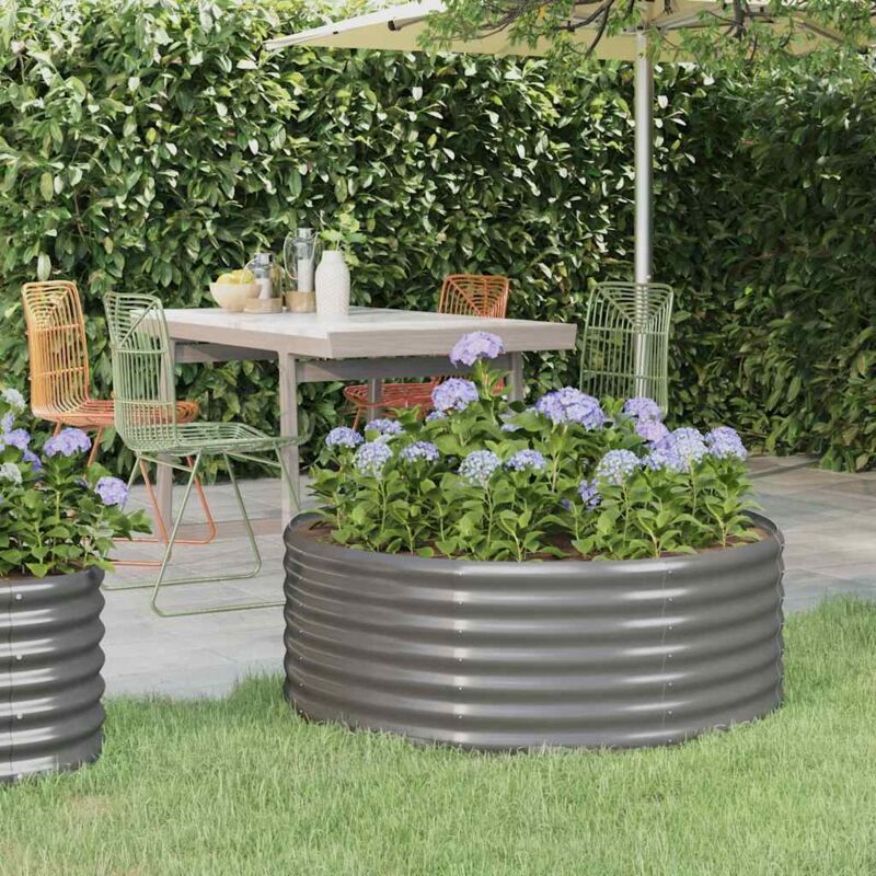 foto del prodotto letto giardino acciaio verniciato a polvere 100x100x36cm grigio vidaxl