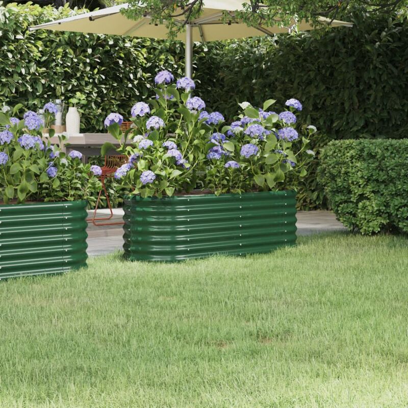 foto del prodotto letto giardino acciaio verniciato a polvere 114x40x36 cm verde vidaxl