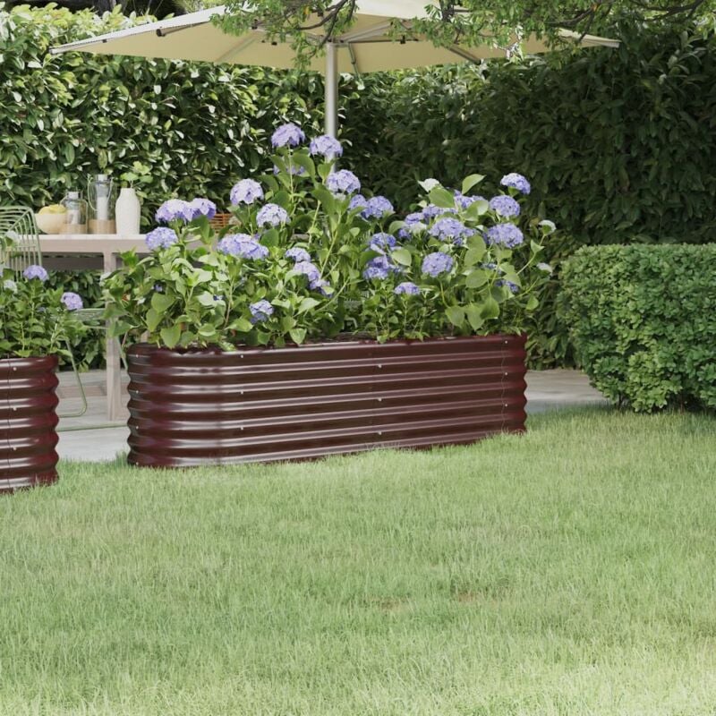 foto del prodotto letto giardino acciaio verniciato a polvere 152x40x36cm marrone vidaxl
