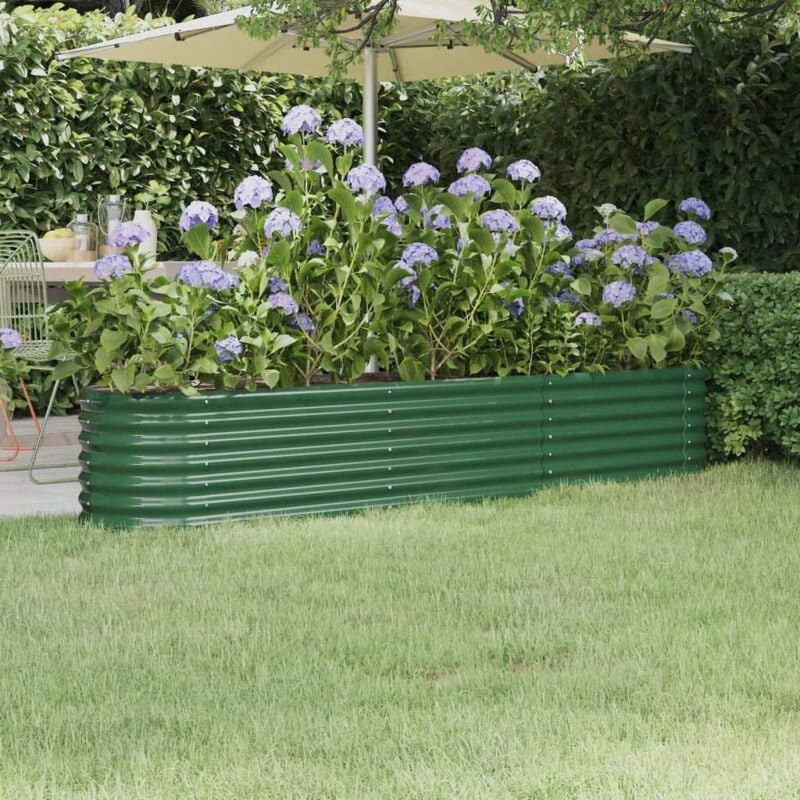 foto del prodotto letto giardino acciaio verniciato a polvere 224x40x36 cm verde vidaxl