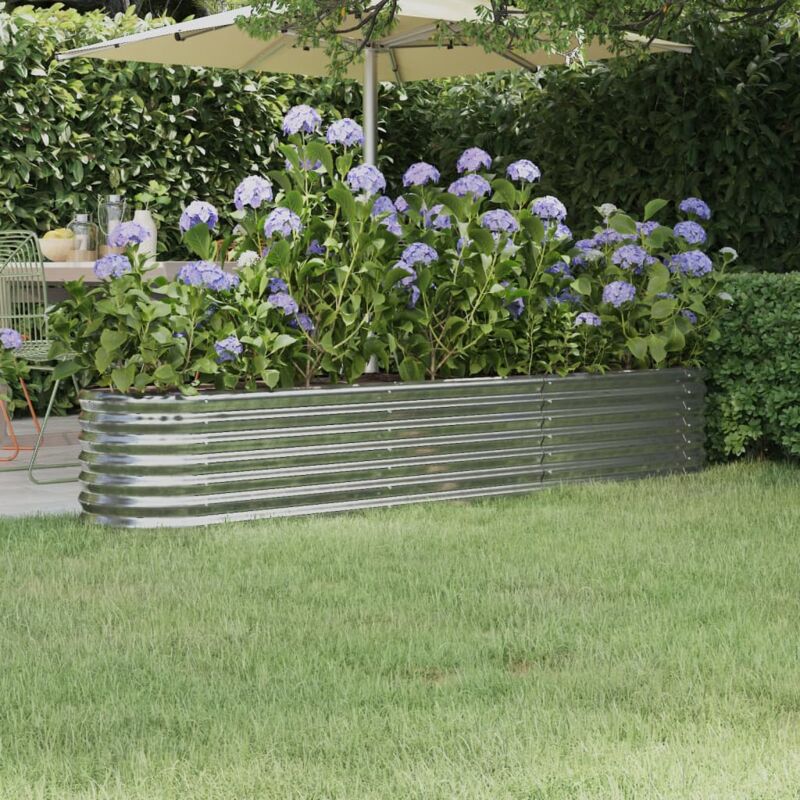 foto del prodotto letto giardino acciaio verniciato a polvere 224x40x36cm argento vidaxl