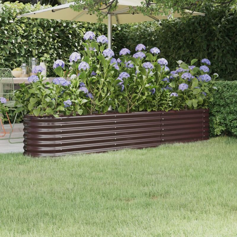 foto del prodotto letto giardino acciaio verniciato a polvere 224x40x36cm marrone vidaxl