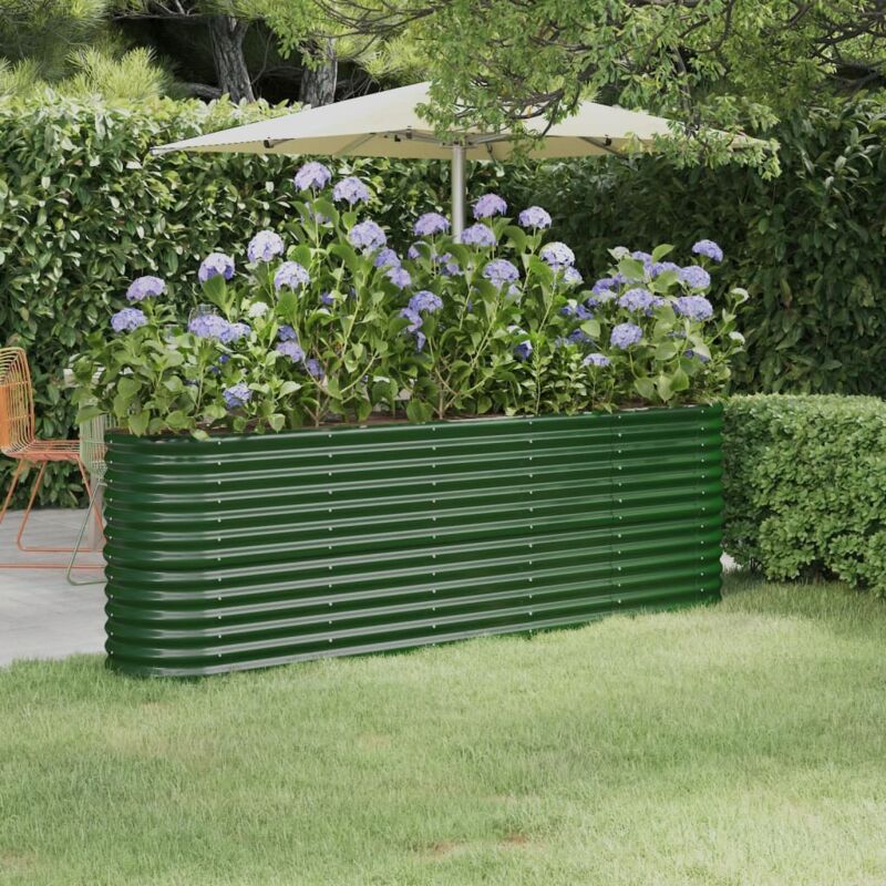foto del prodotto letto giardino acciaio verniciato a polvere 224x40x68 cm verde vidaxl