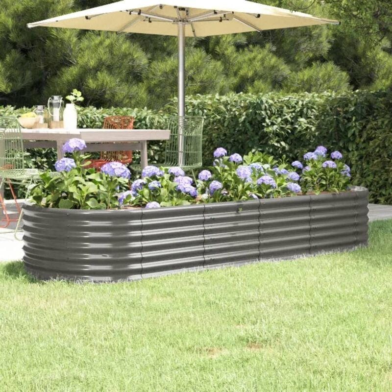 foto del prodotto letto giardino acciaio verniciato a polvere 224x80x36 cm grigio vidaxl