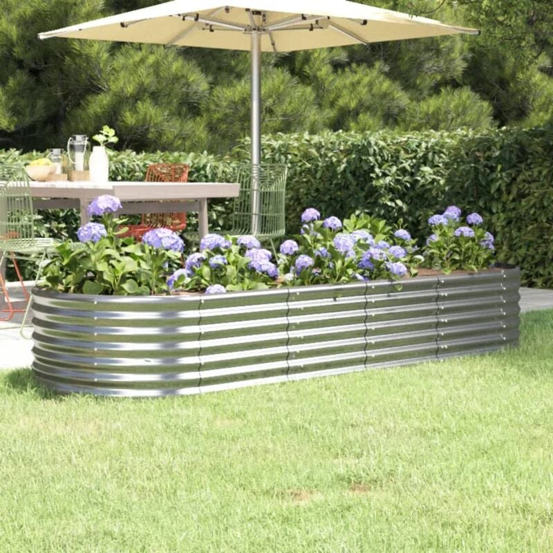 foto del prodotto letto giardino acciaio verniciato a polvere 224x80x36cm argento vidaxl