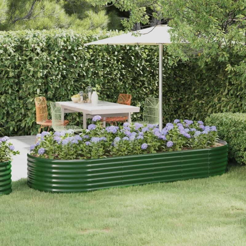 foto del prodotto letto giardino acciaio verniciato a polvere 249x100x36 cm verde vidaxl