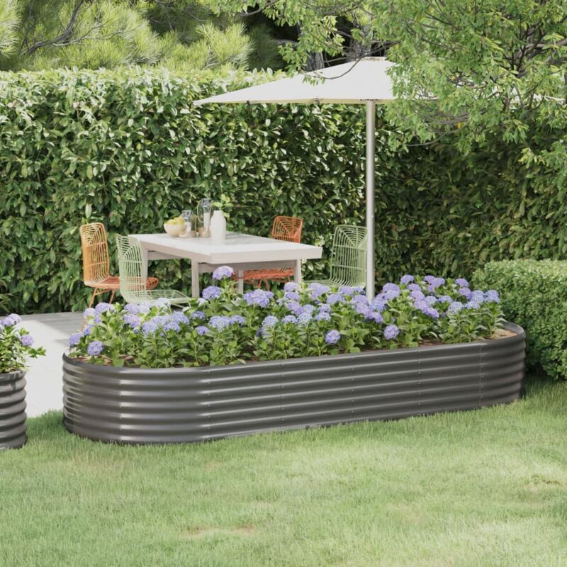 foto del prodotto letto giardino acciaio verniciato a polvere 249x100x36cm grigio vidaxl