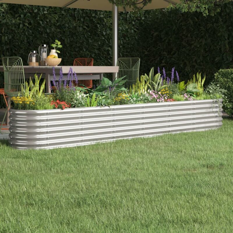 foto del prodotto letto giardino acciaio verniciato a polvere 260x40x36cm argento vidaxl