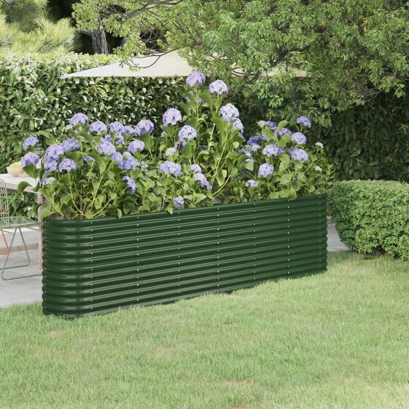 foto del prodotto letto giardino acciaio verniciato a polvere 260x40x68 cm verde vidaxl