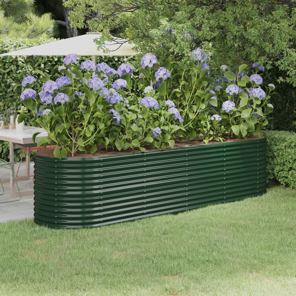 foto del prodotto letto giardino acciaio verniciato a polvere 296x80x68 cm verde vidaxl
