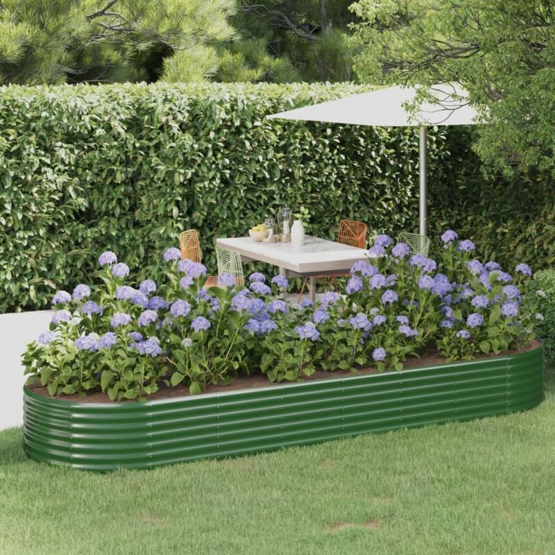 foto del prodotto letto giardino acciaio verniciato a polvere 322x100x36 cm verde vidaxl