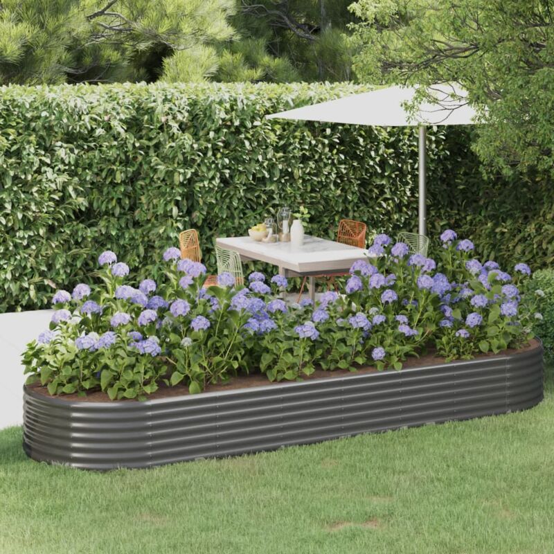 foto del prodotto letto giardino acciaio verniciato a polvere 322x100x36cm grigio vidaxl