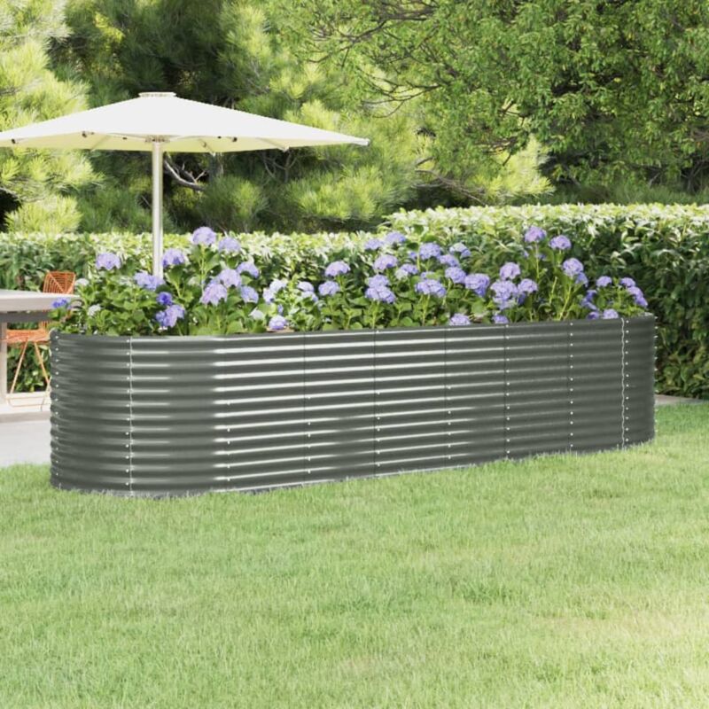 foto del prodotto letto giardino acciaio verniciato a polvere 322x100x68cm grigio vidaxl