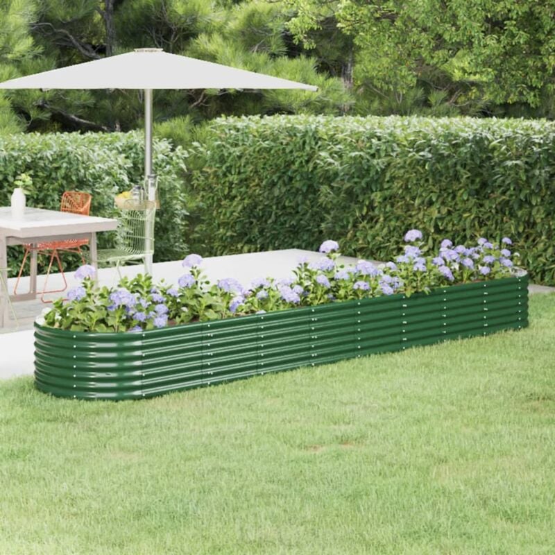 foto del prodotto letto giardino acciaio verniciato a polvere 368x80x36 cm verde vidaxl