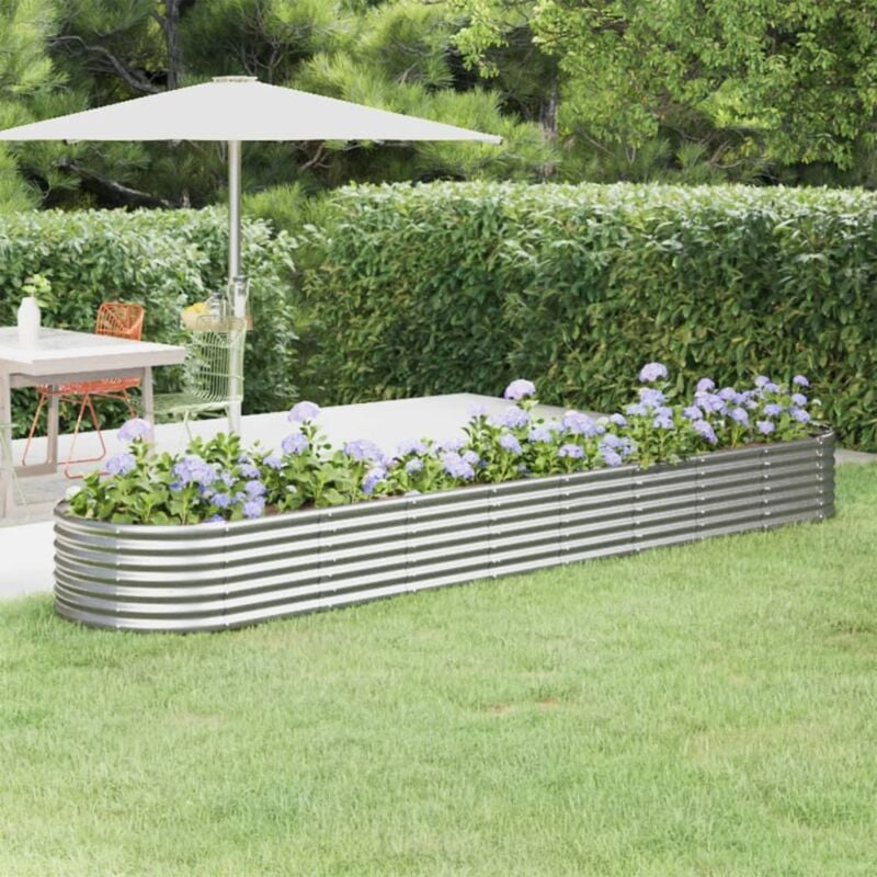 foto del prodotto letto giardino acciaio verniciato a polvere 368x80x36cm argento vidaxl