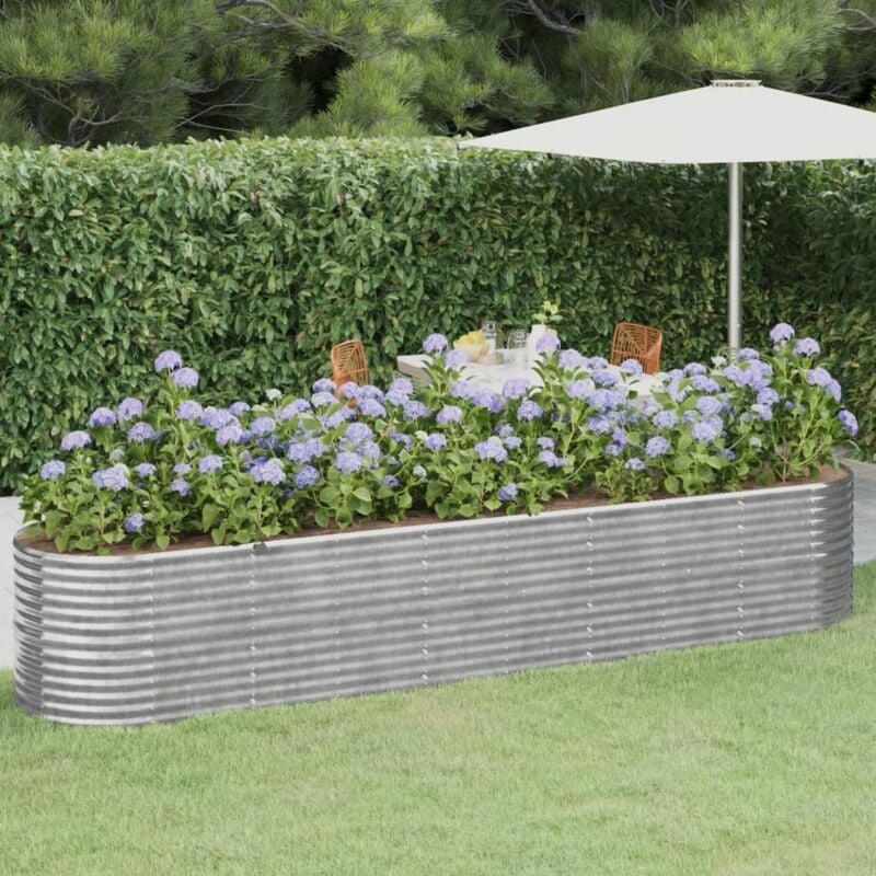 foto del prodotto letto giardino acciaio verniciato a polvere 368x80x68cm argento vidaxl