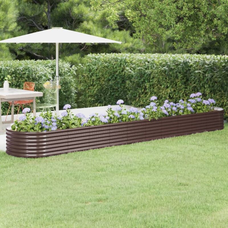foto del prodotto letto giardino acciaio verniciato a polvere 440x80x36cm marrone vidaxl