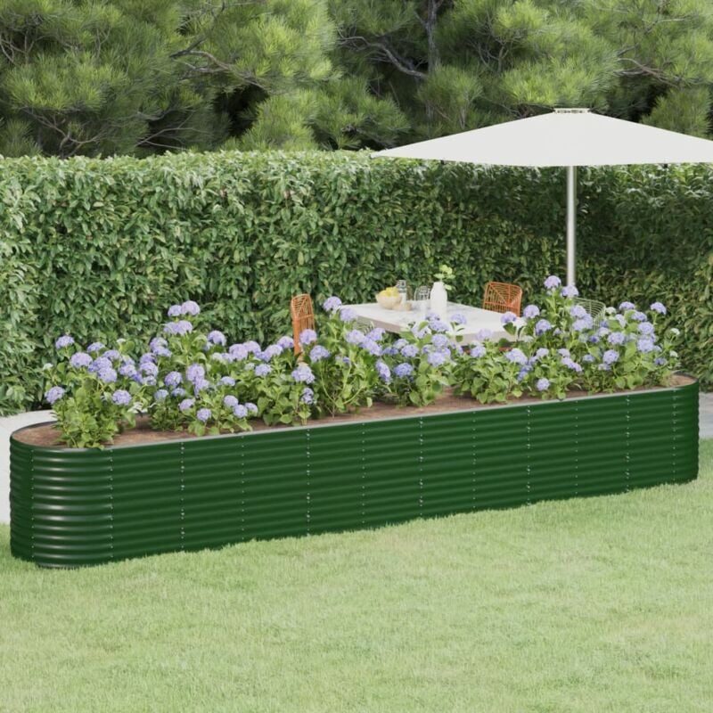 foto del prodotto letto giardino acciaio verniciato a polvere 440x80x68 cm verde vidaxl