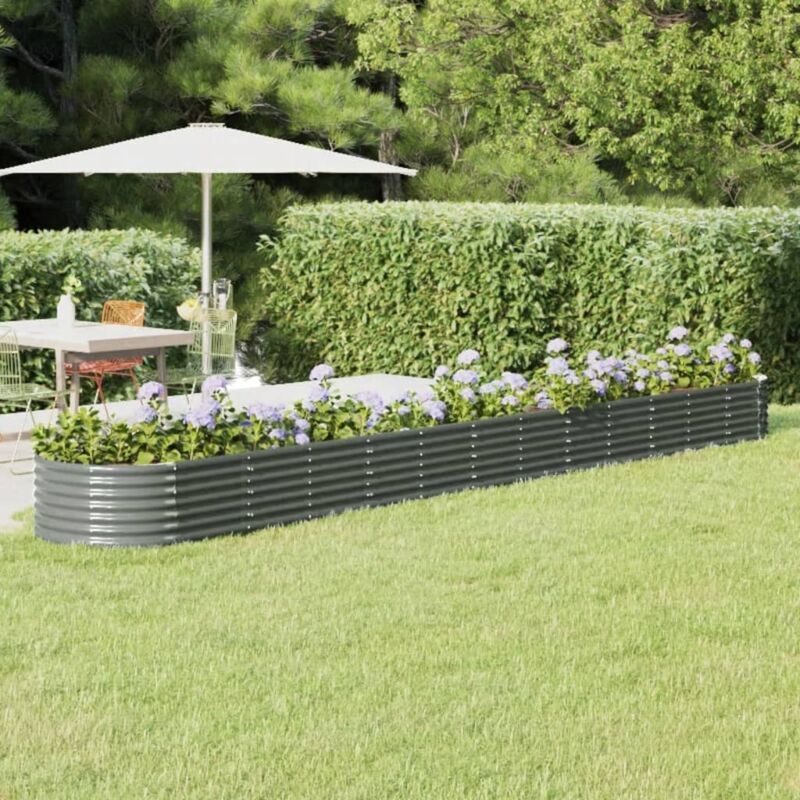 foto del prodotto letto giardino acciaio verniciato a polvere 512x80x36 cm grigio vidaxl