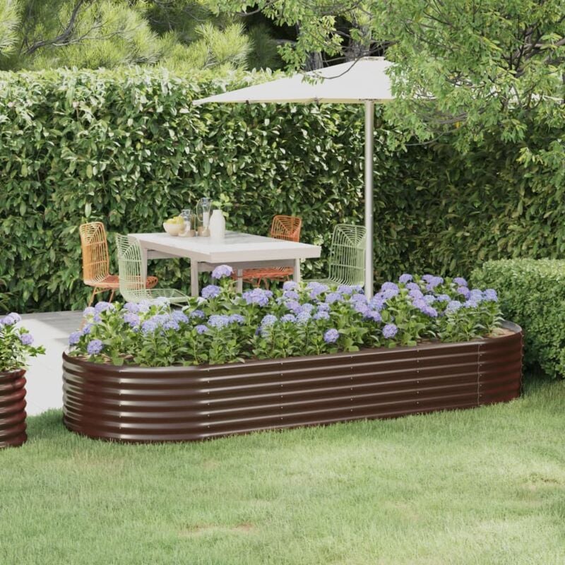 foto del prodotto letto giardino acciaio verniciato polvere 249x100x36cm marrone vidaxl