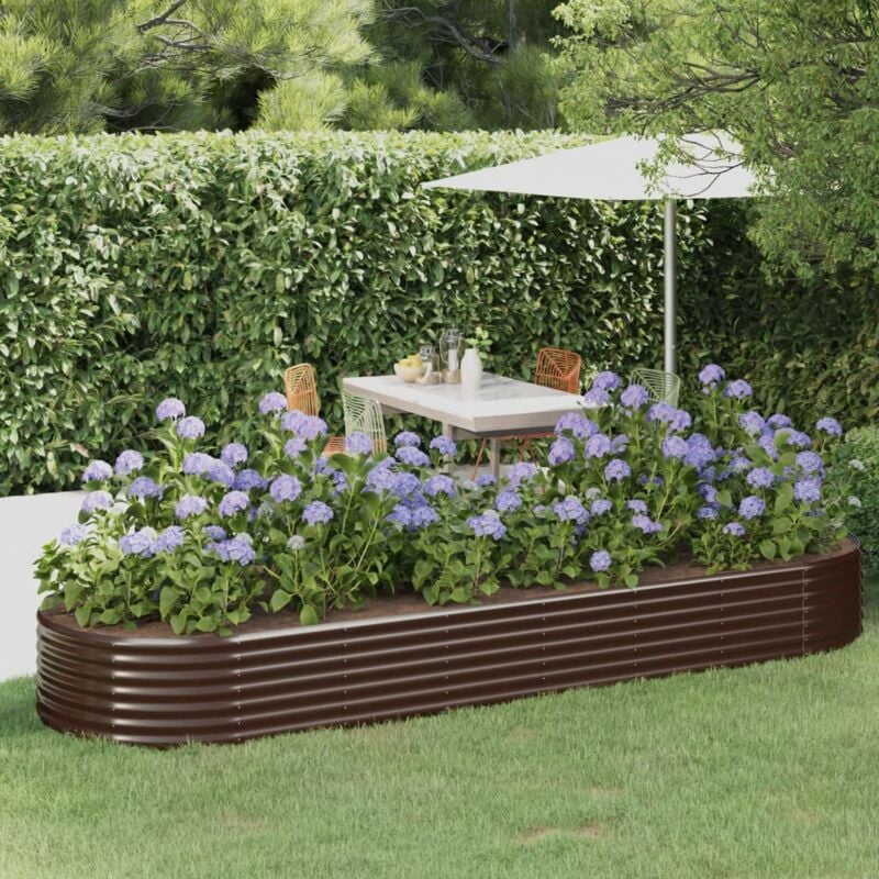 foto del prodotto letto giardino acciaio verniciato polvere 322x100x36 cm marrone vidaxl