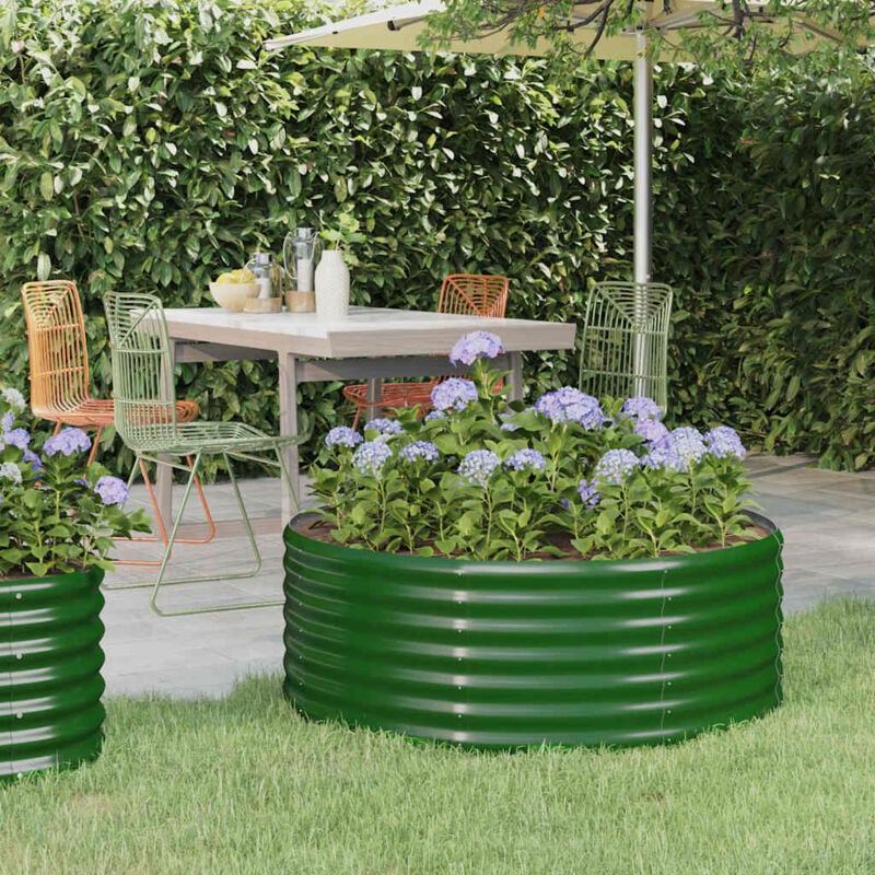 foto del prodotto letto giardino acciaio zincato 100x100x36 cm verde vidaxl